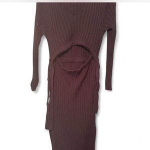 Eloquii Chocolate Long Sleeve Ribbed Dress